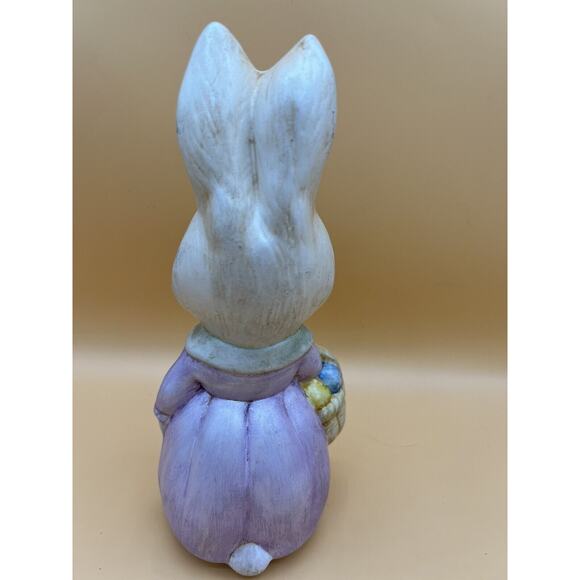 Easter Rabbit Bunny Girl In Purple Dress Spring Easter Decor Vintage - Picture 3 of 7